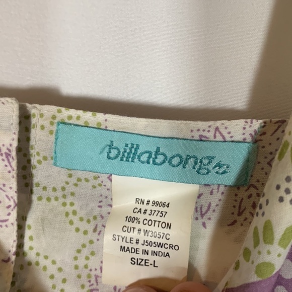 Billabong Green & Purple Floral Design Tank Top - Picture 6 of 6